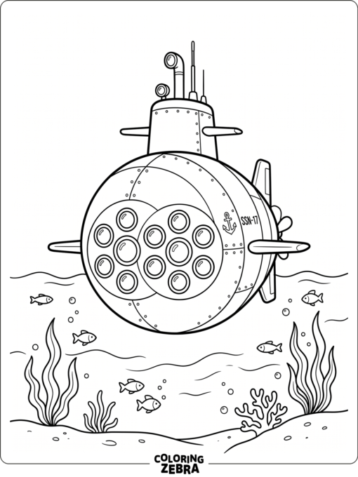 A front view submarine with a round nose