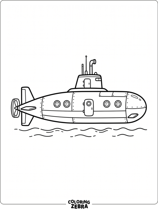 A side view submarine with a long hull