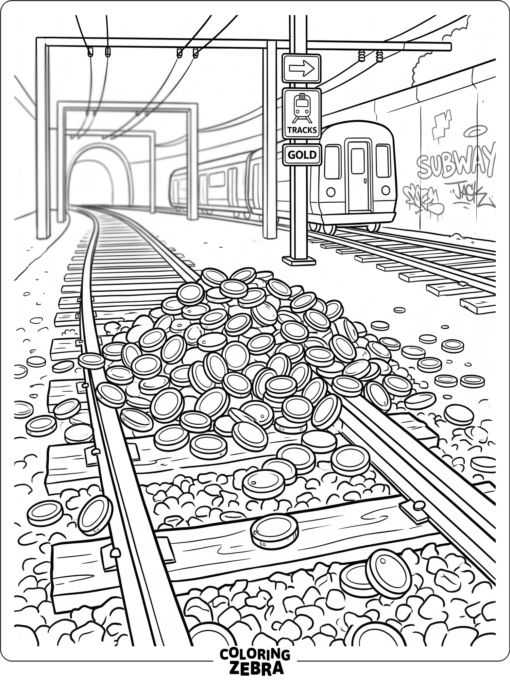 Subway Surfers gold coins scattered on the tracks