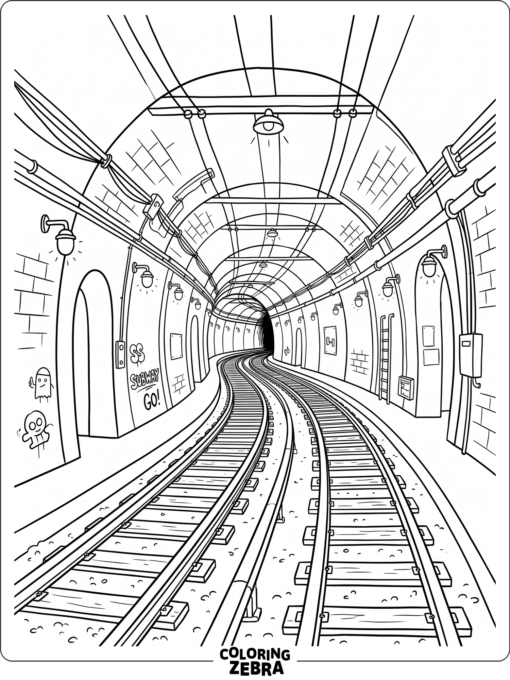 Subway Surfers subway tunnel with tracks and lights