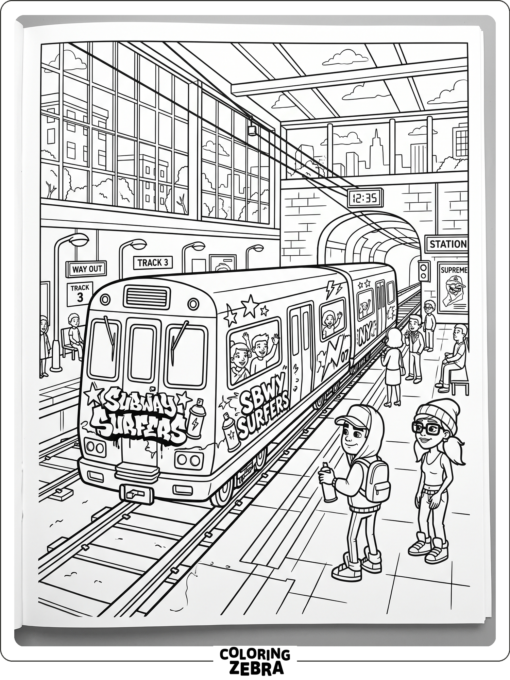 Subway Surfers train moving through a station