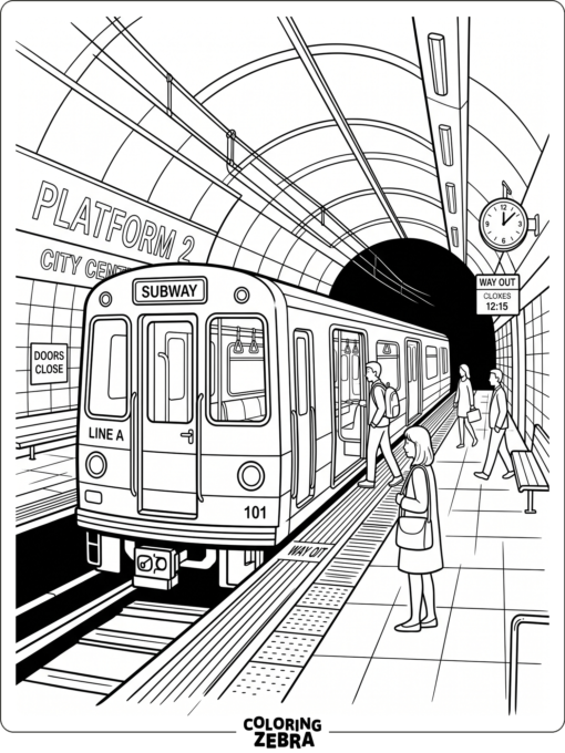 Subway train with wide doors at the platform