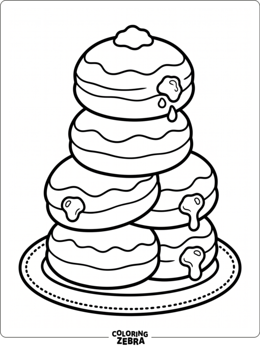 A stack of sufganiyot with powdered sugar and jelly