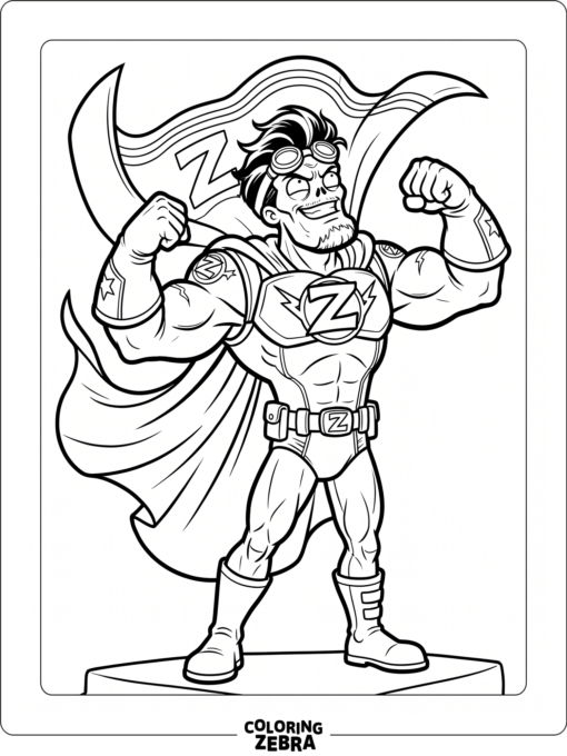 Super Brainz standing strong in a bold superhero pose
