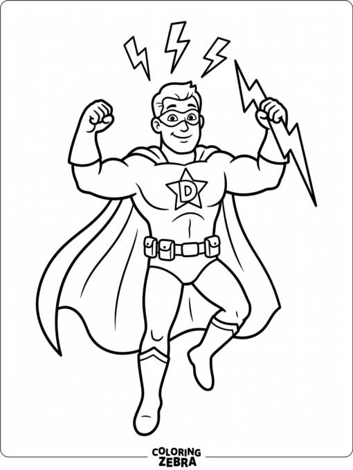 Dad in a superhero pose with lightning bolts