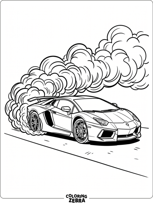 A supercar doing a burnout with smoke