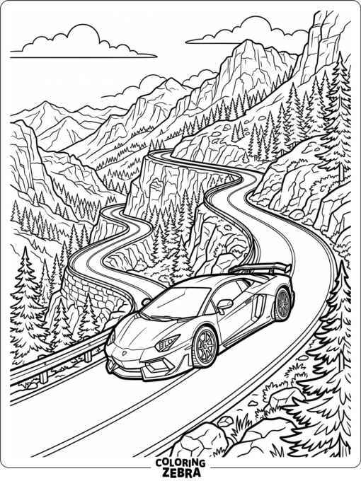 A supercar on a winding mountain road