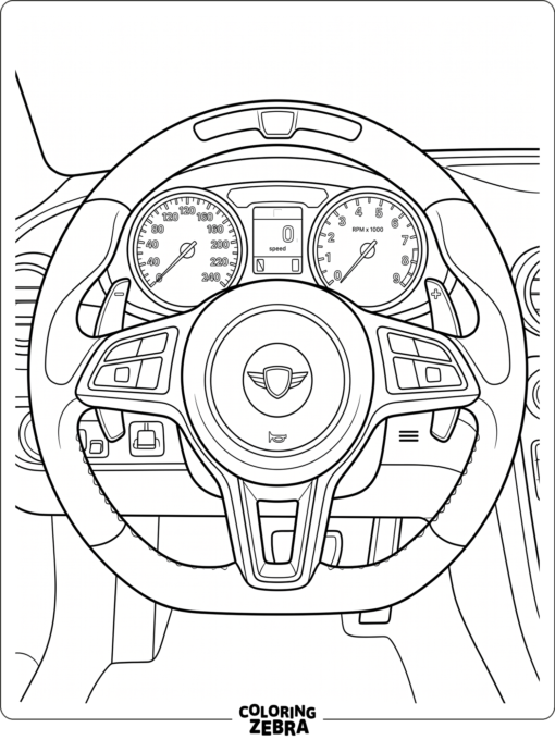 A supercar steering wheel with gauges