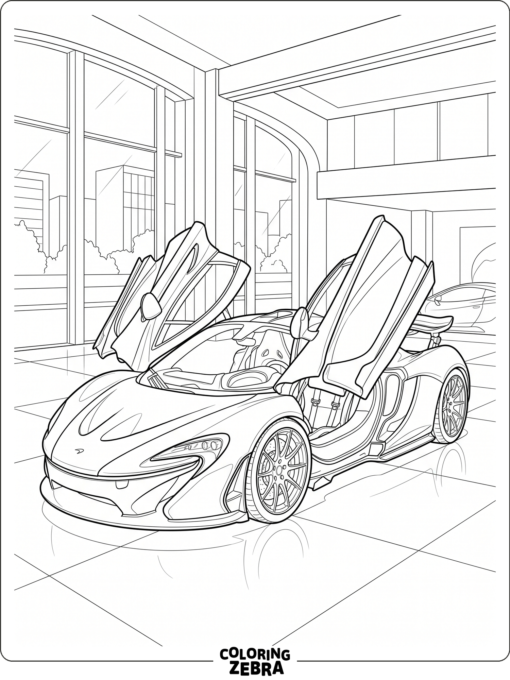 A supercar with butterfly doors open