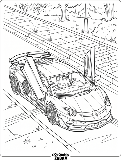 A supercar with scissor doors open