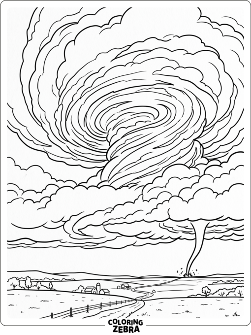 A supercell thunderstorm with a distant tornado