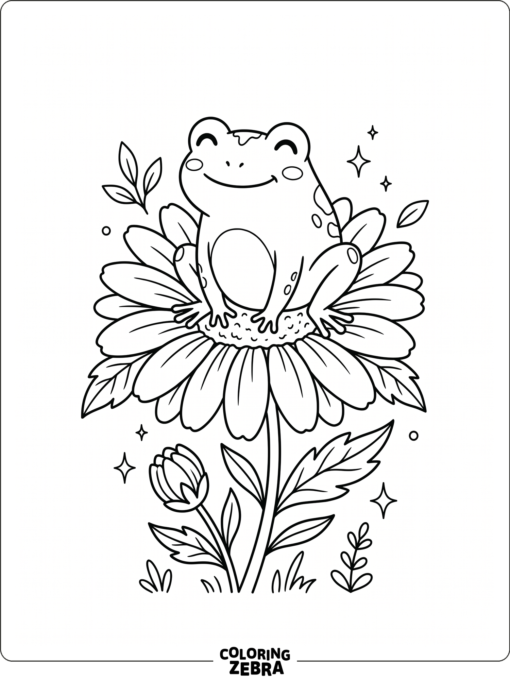 A sweet frog sitting on a flower