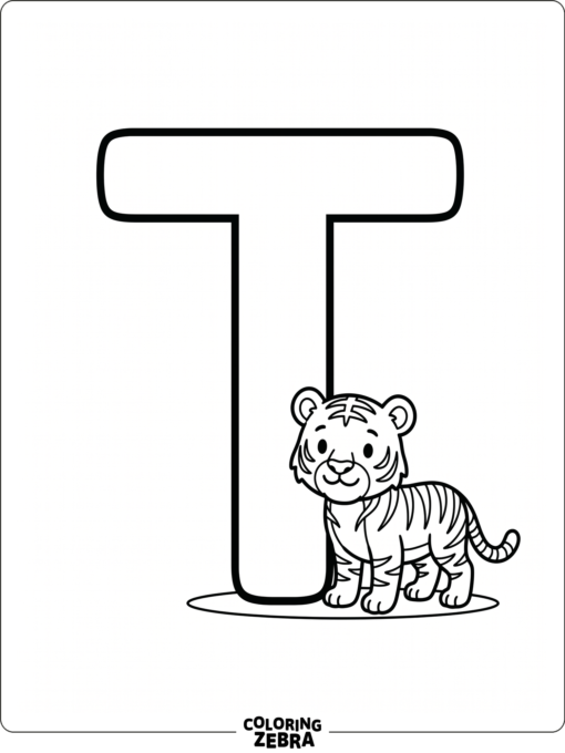 A tiger beside the letter T