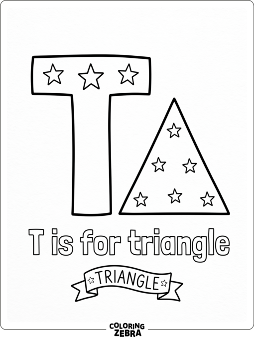A triangle shape with stars and the letter T