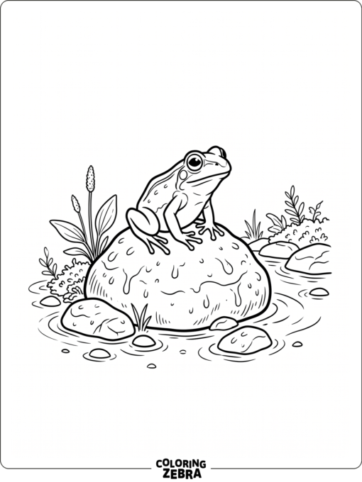 A tiny froglet sitting on a wet stone