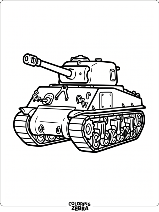 Simple tank silhouette with bold outlines and open space