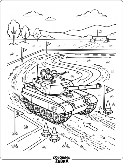Tank training exercise on a marked field