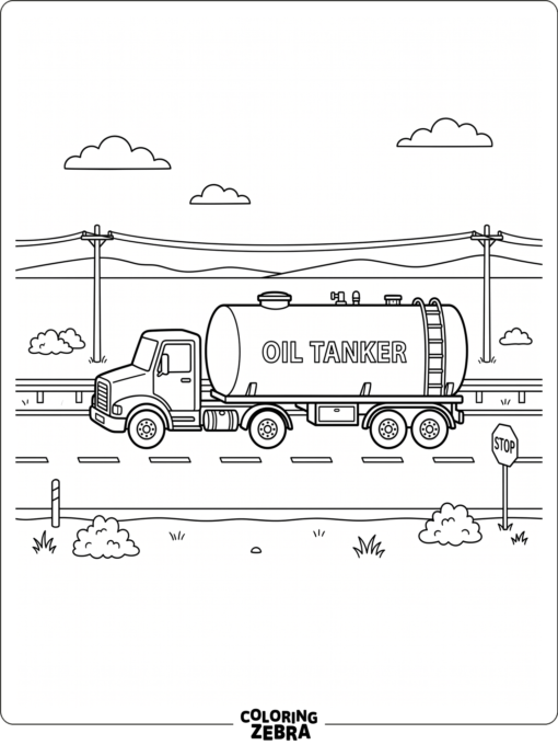 A tanker truck with a long cylindrical tank on the highway