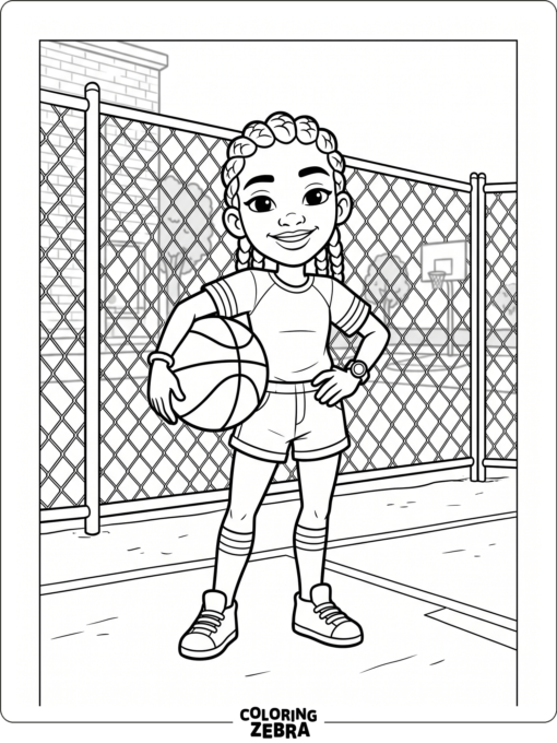 Tasha from Subway Surfers holding a basketball