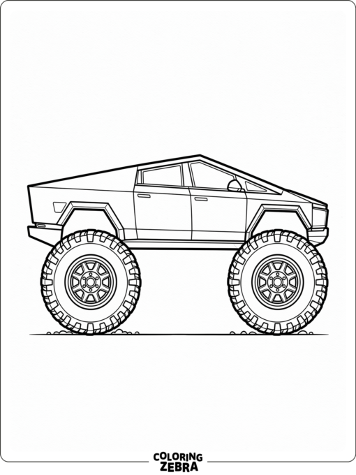 A simple Cybertruck outline with big wheels