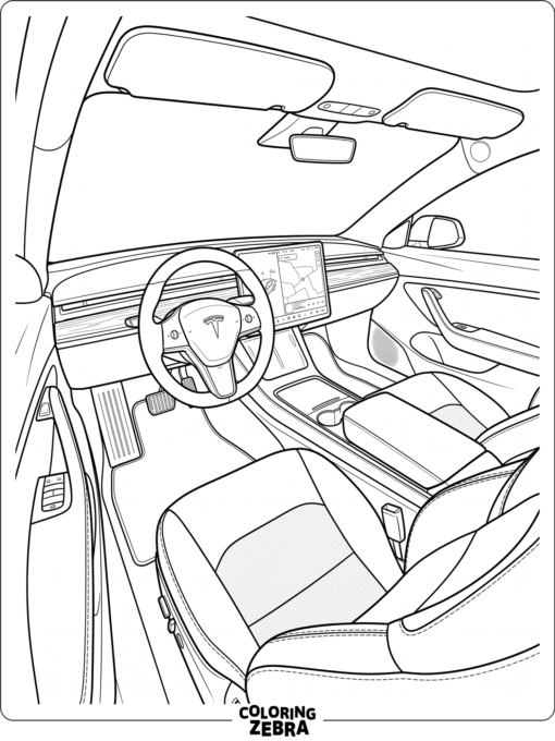 A Tesla interior with two seats