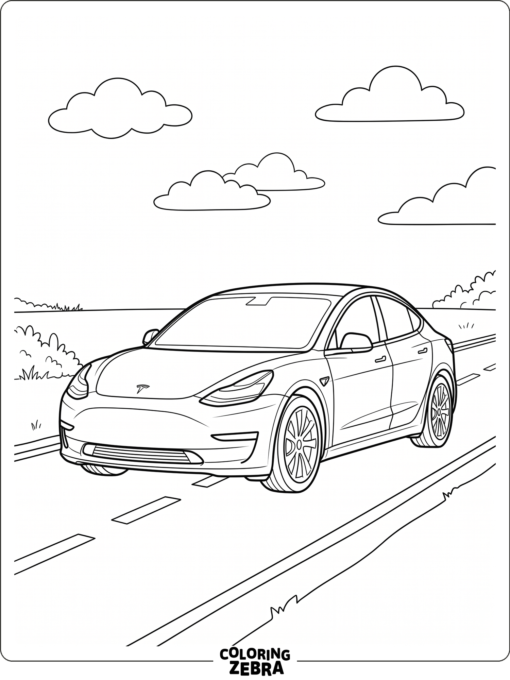 A Tesla Model 3 on a clean road