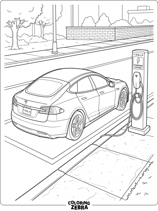 A Tesla Model S beside a charging cable