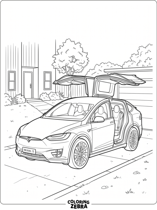 A Tesla Model X with doors open