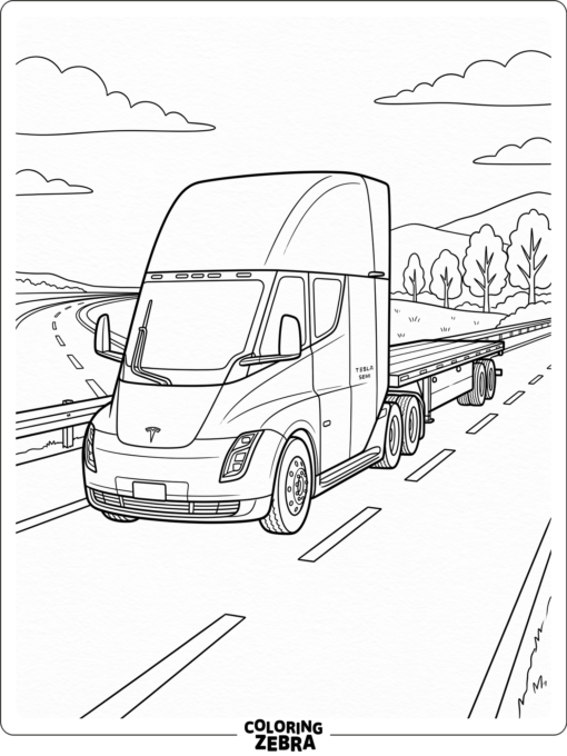 A Tesla Semi truck on a highway