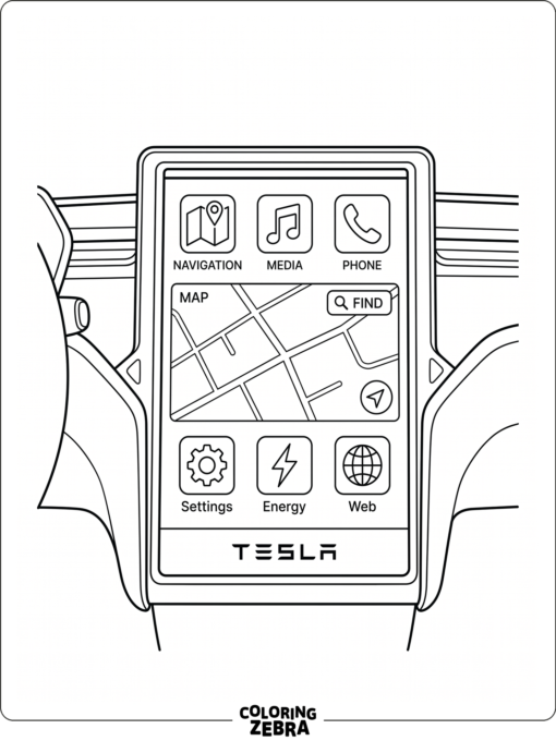 A Tesla touchscreen with app icons