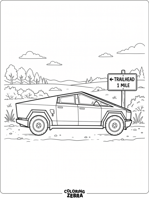 A Tesla truck with bold, simple lines