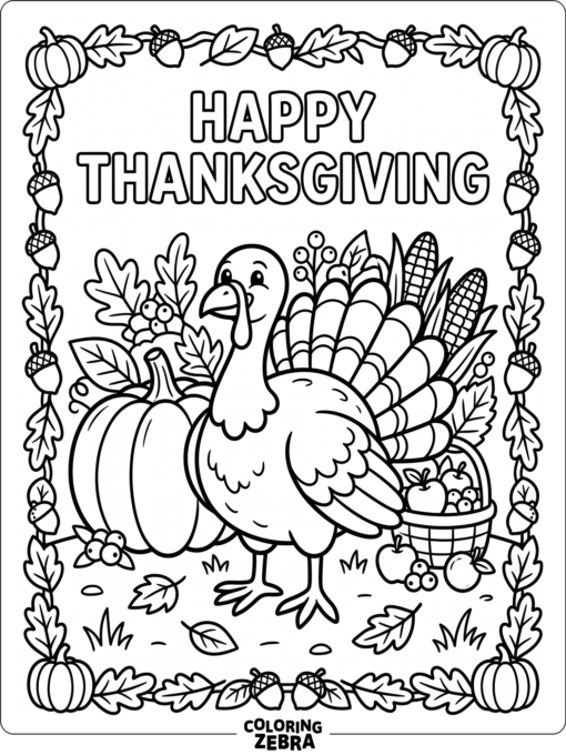 A large-print Thanksgiving scene with bold shapes