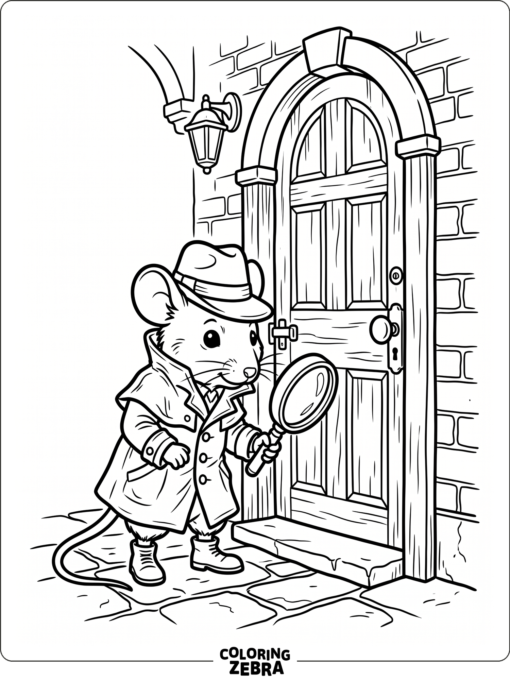 A detective mouse with a magnifying glass