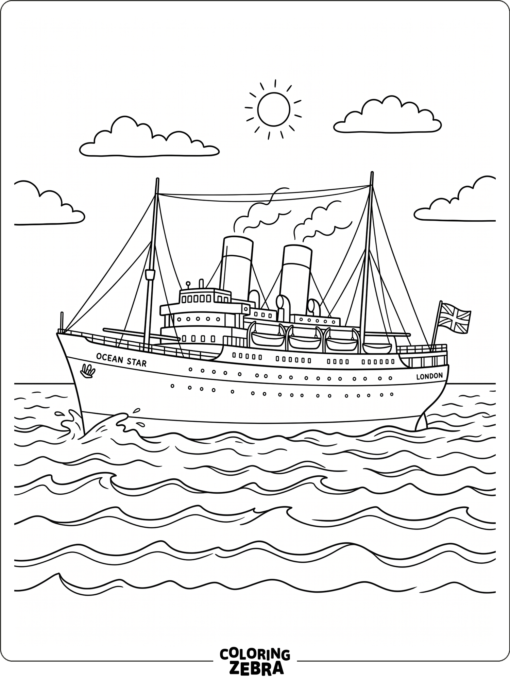 A classic ocean liner cruising on open water