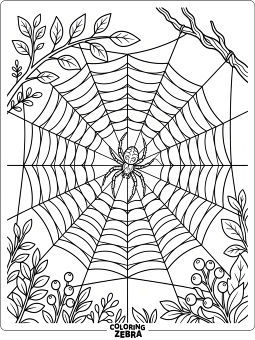 A busy spider spinning silk around a web frame