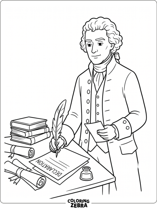 Thomas Jefferson with a quill and books
