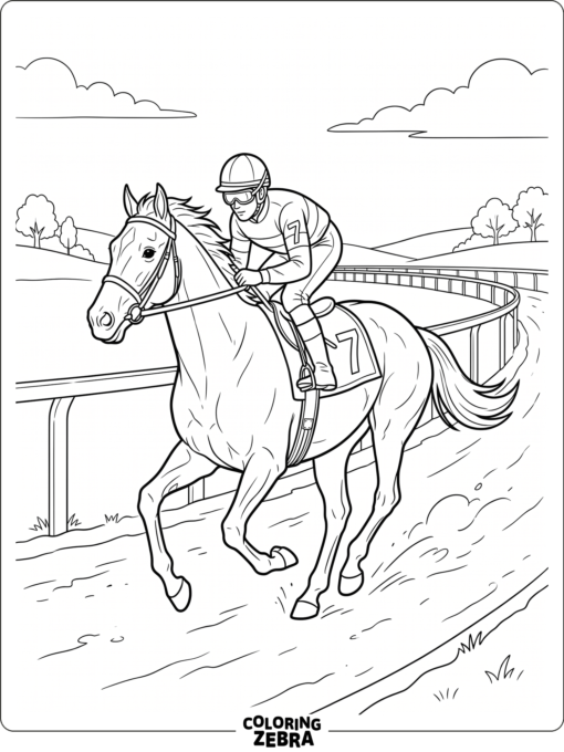A Thoroughbred runs along a track
