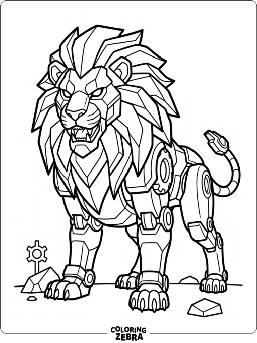 A lion-shaped robot with armor panels