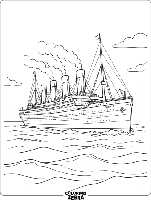 Large ship on calm water with tall funnels