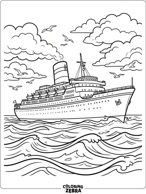 A large liner sailing on open ocean waves