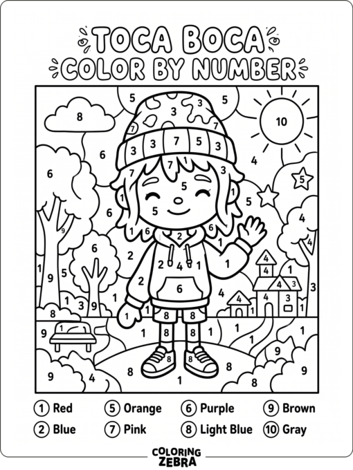 Toca Boca character color by number activity