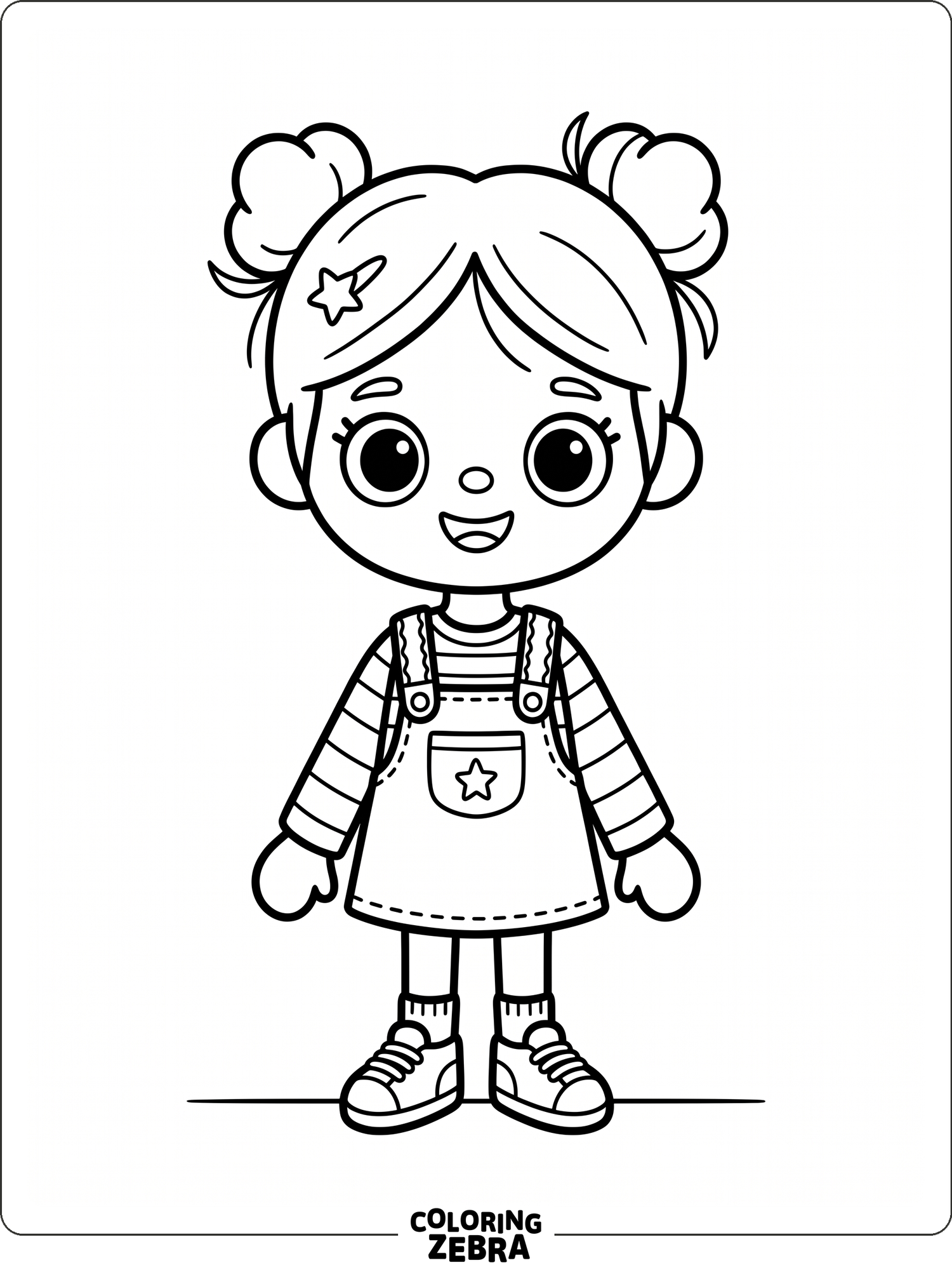 Toca Boca style character with big eyes and a playful outfit