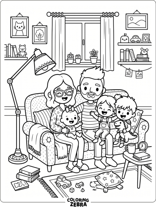 Toca Boca family in a cozy living room