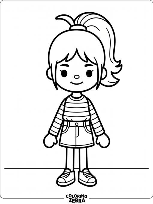 Toca Boca girl with a ponytail and casual outfit