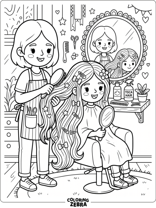 Toca Boca character styling long hair