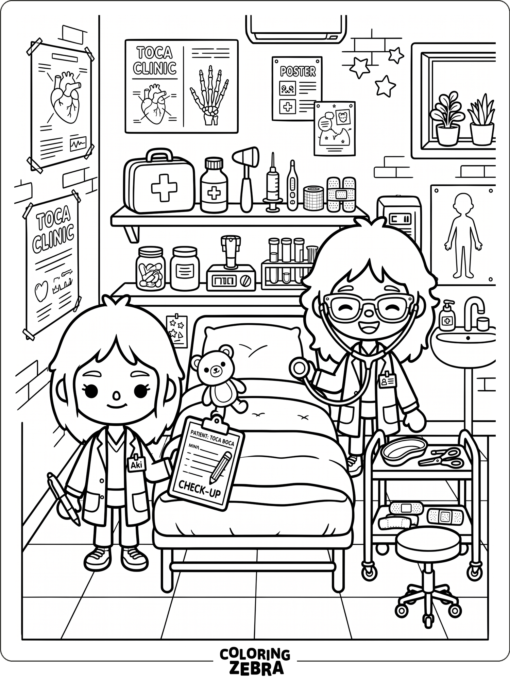 Toca Boca hospital room with a doctor setup