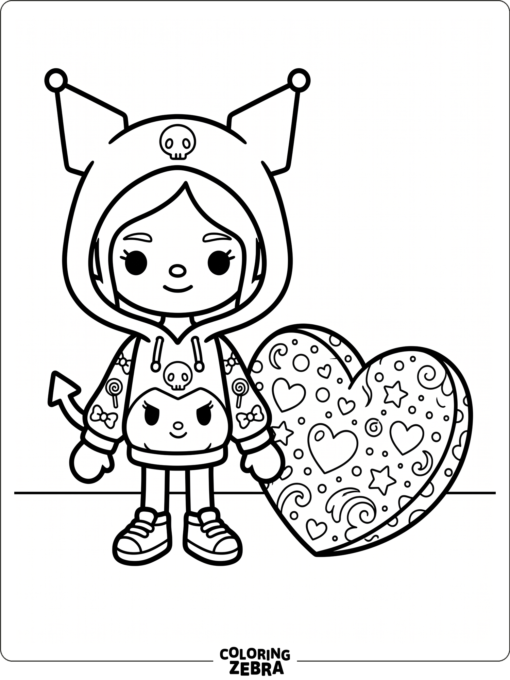 Toca Boca character in a Kuromi hoodie
