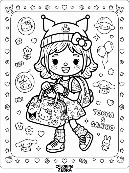 Toca Boca character with Sanrio-inspired accessories