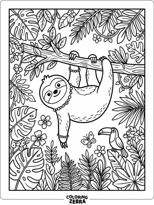 Toca Boca sloth hanging from a branch