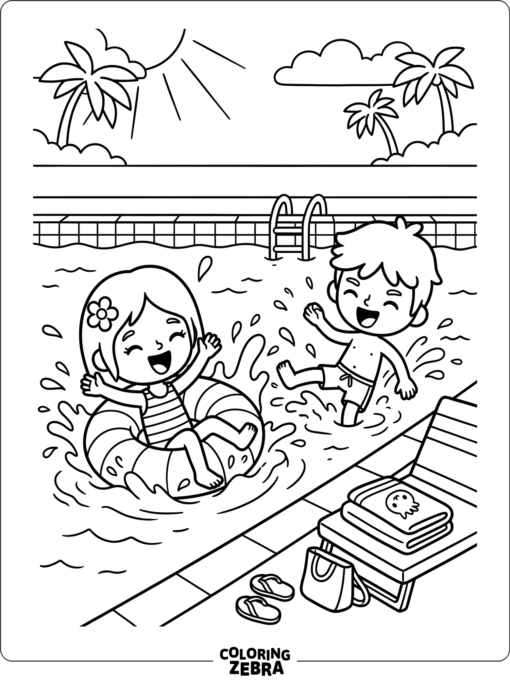 Toca Boca kids at the swimming pool